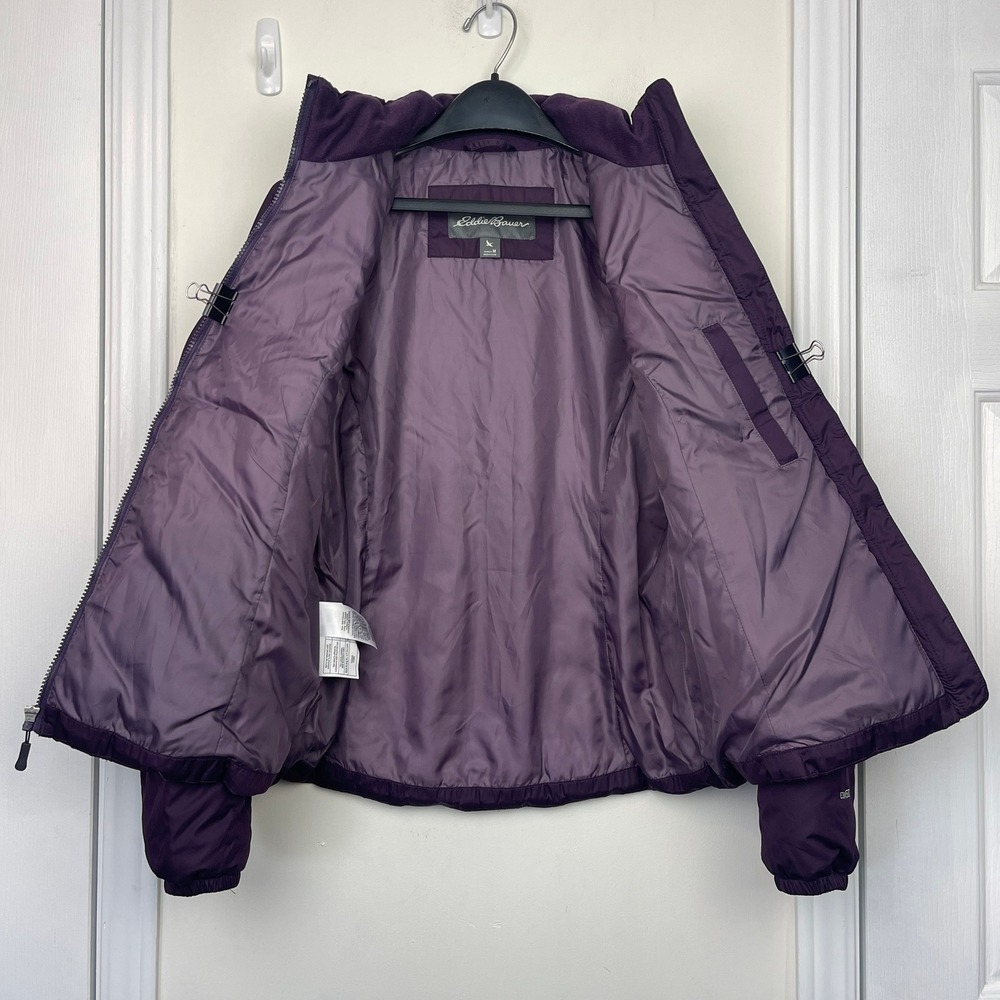 Eddie Bauer EB650 Womens M Down Puffer Jacket Quilted Full Zip Purple 0542 - Picture 3 of 11